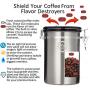 Java Shield Coffee Container ? Airtight Canister with co2 Valve for Freshness ? Large Stainless Steel Container with Scoop - Keep Beans and Ground Coffee Fresh Longer ? Built-In Calendar Wheel