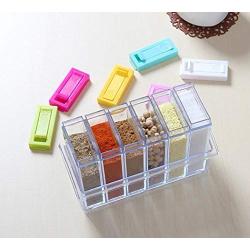 JUSTDOLIFE Spice Shaker Cute Seasoning Bottle Jar Plastic Storage Container with Tray Sets 6Pcs