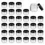 Cosmetic Containers, 32 Pcs Plastic Tiny Makeup Sample Jars with Black Lids, Clear Round Storage Jars for Make Up/Beauty Products (20ML / 0.7Oz)