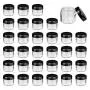 Cosmetic Containers, 32 Pcs Plastic Tiny Makeup Sample Jars with Black Lids, Clear Round Storage Jars for Make Up/Beauty Products (20ML / 0.7Oz)