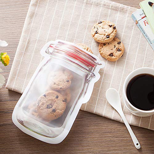 YXTHON 7 Pcs Mason Jar Zipper Bags Snack Sandwich Ziplock Bags Reusable Airtight Seal Storage Bags Reusable Food Storage Snack Sandwich Bags-Mason Jar Shape