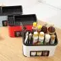 Poniu Mehrzweck Gewürz-Aufbewahrungsbox-Regal, Kunststoff Gewürztopf-Box Aufbewahrungsbehälter, Gewürzglas-Set zur Aufbewahrung von Gewürzen und Soßen (Weiß)