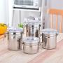 Yinpinxinmao Stainless Steel Airtight Canister Set, Food Storage Container for Kitchen Counter, Sugar, Coffee, Canister with Clear Acrylic Lid Locking Clamp S 4inch