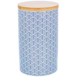 Nicola Spring Porcelain Tea, Coffee and Sugar Canister - Blue Geometric Pattern