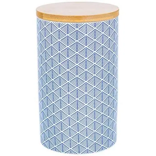 Nicola Spring Porzellan Tee-, Kaffee- und Zuckerbehälter - Blau Geometrisches Muster