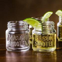 Hayley Cherie - Mason Jar Shot Glasses with Lids (Set of 8) – Mini Mason Shooter Glass - 2 Ounces - For Drinks, Liquor, Favors, Desserts, Parties, Birthdays, Gifts