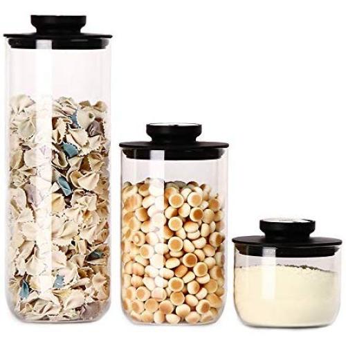 WANGLXST Airtight Storage Container, Food Storage Tank Set, Dried Fruit Bottle Milk Powder cans Sealed Cans Sealed Bottle Storage Jar Good Sealing Box, Black
