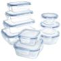 1790 Glass Food Storage Containers with Lids, [18 Piece] Glass Meal Prep Containers, Airtight Glass Lunch Boxes, BPA-Free & FDA Approved & Leak Proof (9 Lids & 9 Containers)