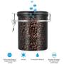 Lazmin Coffee Container Airtight, Stainless Steel Vacuum Sealed Kitchen Sotrage Canister for Coffee with CO2 Valve(Black)
