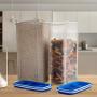 Shazo Food Storage Containers 4-Piece Set (2 Container Set) - Airtight Dry Food with Innovative Dual Utility Interchangeable Lid, One Lid Fits All, Freezer Safe, Airtight Cereal, Spaghetti, Rice