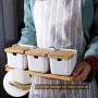 Keramische Gewürzdosen mit Lidselbst, Bambusgewürzbehälter mit Deckeln, Zuckeraufbewahrungsbehälter und Salzgewürzbox für Küche und Zuhause, Weiß, 250 ml (8,54 OZ), Set von 3