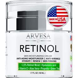 Anti Aging Retinol Moisturizer Cream for Face, Neck & Décolleté - Made in USA - Wrinkle Cream for Women and Men with Hyaluronic Acid and Active Retinol 2.5% - Best Day and Night - Results in 4 Weeks