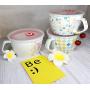 Unique Shape Microwavable Ceramic Noodle Bowl with Handle and Seal Fine Porcelain (PurpleUnicorn)