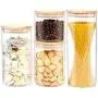 WANGLXST Food Storage Container Set, Clear Glass Jars Airtight Canister Kitchen with Bamboo Lids, for Candy, Cookie, Rice, Sugar, Flour, Pasta, Nut, Transparent WANGLXST Food Storage Container Set, Clear Glass Jars Airtight Canister Kitchen with Bamboo Lids, for Candy, Cookie, Rice, Sugar, Flour, Pasta, Nut, Transparent