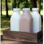 Cornucopia Quart Size Glass Milk Bottles (4-Pack); Retro Vintage Style Milk Jugs with Slip-On Lids, Extra Lids Included