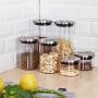 WH- Lead Storage Freshness Kitchen Tissue Seal Glass Jar Cereals Snacks Milk Storage Tank 3 Mounted Various Combinations (Color : Combination 4)
