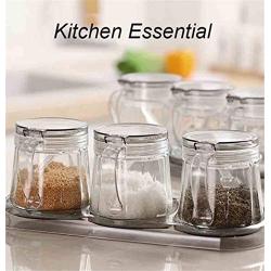 CSPFAIRY Kitchen Creative Transparent Spice Jars Multifunction Seasoning Box for Pepper Spice Salt 4pcs/Set