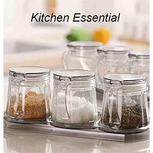 CSPFAIRY Kitchen Creative Transparent Spice Jars Multifunction Seasoning Box for Pepper Spice Salt 4pcs/Set