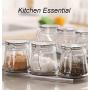 CSPFAIRY Kitchen Creative Transparent Spice Jars Multifunction Seasoning Box for Pepper Spice Salt 4pcs/Set