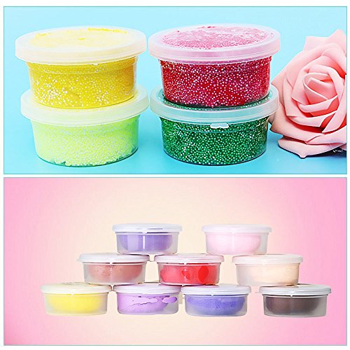 Slime Contaniners,Hongxin 12 Pcs/Set Slime Storage Containers Foam Ball Storage Round Cups Containers With Lids Mud Boxes Translucent Storage Box Home Storage Bags Recyclable Plastic Box