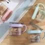 Kitchen Seasoning Storage Box,3PCS Wall Hanging Wheat Straw Seasoning Glass Container for Kitchen,Handle Condiment Boxes-Seasoning Box Jar Condiment Transparent Storage Container-Cruet