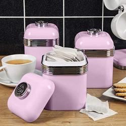 Swan SWKA1020PN Set of 3 Retro Storage Canisters, Pink