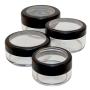 Travel Sample Plastic Clear Jar w Window Black Rim Cap 4 Kind of Capacities (3 Sets)