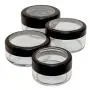 Travel Sample Plastic Clear Jar w Window Black Rim Cap 4 Kind of Capacities (2 Sets)