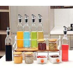 Kitchen Storage Containers Glass Jars, Multifunctional Storage Rack Set,Vinegar Soy Sauce Wine Bottle Spice,Kitchen Storage Containers