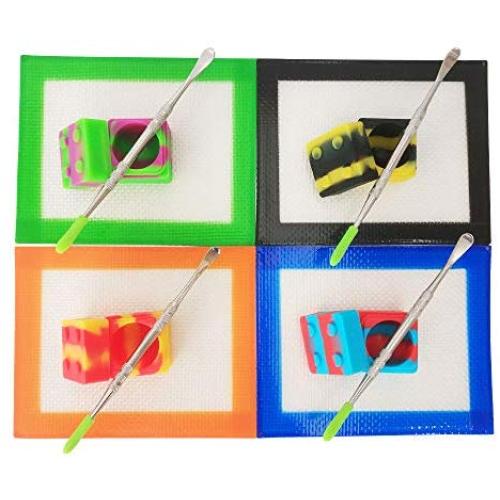 SZBS A Set Silicone Mat 9ml Container Cube Shape Container Wax Oil Container Concentrate Storage Containers Wax Silicone Jar With a Metal Rod (Random Color)