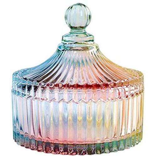 SOCOSY Royal Tent Shaped Clear Glass Apothecary Jar Wedding Candy Buffet Jar Food Jar Candy Jar with Lid(10oz/24oz)