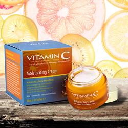 Vitamin C Face Moisturizer Cream with extracts of aloe vera, shea butter, jojoba, green tea and chamomile - Enriched with vitamin E for daily facial hydration - for normal to combination skin