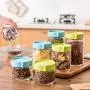Glasbehälter Küchen Lebensmittel Aufbewahrungskisten Kühlschrank Organizer Dose Tee Bohne Müsli Lebensmittel Glasbehälter Box Klar, 250ml Grün