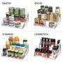 mDesign Plastic Spice and Food Kitchen Cabinet Shelf Organizer - 3 Tier Storage - Modern Compact Caddy Rack - Holds Spices/Herb Bottles, Jars - for Shelves, Cupboards, Refrigerator - 2 Pack - Clear