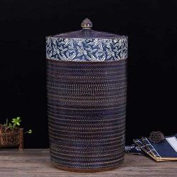 Food Jars & Crocks Rice Storage Kitchen Retro Ceramic Rice Cylinder Large Capacity Chinese Straight Storage Tank Moisture-proof Insect-proof 10kg 20kg Durable (Color : Blue, Size : 25x27cm)