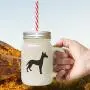 Soft Pink Podenco Canario Silhouette Frosted Glass Mason Jar With Straw