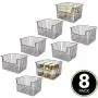 mDesign Metall Küchenregal Lebensmittel Aufbewahrungsbox – Rustikale Grid-Design mit Offener Front für Schränke, Schränke, Regale – Für Kartoffeln, Zwiebeln, Obst – 12 Zoll Breite, 8er Pack – Bronze
