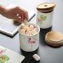 OnePine Food Storage Jar with Sealed Bamboo Lid, Flamingo Pattern Ceramic Kitchen Canisters for Tea Sugar Coffee Spice Seasoning and More (B)