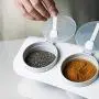 Kitchen Seasoning Spice Containers Rack Organizer,Salt Storage Box Bottle Jar,Good Sealing,Moisture proof,Waterproof,Mouldproof (white)