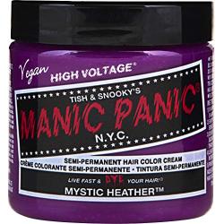 Manic Panic Mystic Heather Hair Dye - Classic High Voltage - Semi Permanent Hair Color - Mauve Shade With Pink Undertones - Glows in Blacklight - Vegan, PPD & Ammonia Free - For Coloring Hair