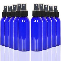 Youngever 10 Pack Blue Plastic Spray Bottles 4 Ounce, Refillable Plastic Spray Bottles with Lids, Empty Fine Mist Plastic Mini Travel Bottles