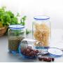 WH- Canister Food Glass Does Not Contain Lead Borosilicate Glass Grains Cookie Jar Coffee Beans With Closures Three Sets (Color : Blue)