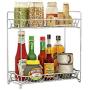 Spice Rack Organizer 2 Tier Rack Stainless Steel Spice Jars Bottle Stand Holder Kitchen Organizer Storage Kitchen Shelves Rack - Silver