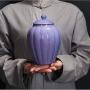 Funeral Urn Cremation Urns For A Small Amount Of Human Ashes Portable Storage Tank Delicate And Compact Solid Color (Color : Blue)