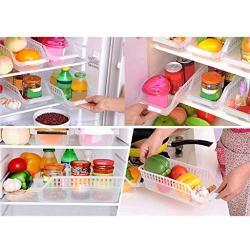 Nivalkid Kitchen Refrigerator Space Saver Organizer Slide Shelf Rack Storage Sundries Sorting Box Basket Tanks Dry Goods Storage Crisper Sealed Cans Moisture-proof Food (White)