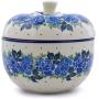 Polish Pottery 4?-inch Apple Shaped Jar made by Ceramika Artystyczna (Blue Garland Theme) + Certificate of Authenticity