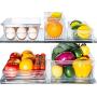 E-Gtong 5 Pack Fridge and Freezer Organizer Bins with Handles, Plastic Refrigerator Storage Bins Fridge Organizer Set BPA-Free Stackable Clear Food Storage Bins for Fridge, Freezer