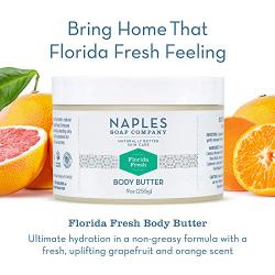 Naples Soap Natural Body Butter - Rich Cocoa Shea Body Butter Made For Women With No Harmful Ingredients - Natural Skin Care For Nourished And Moisturized Skin - 9 oz, Florida Fresh Citrus