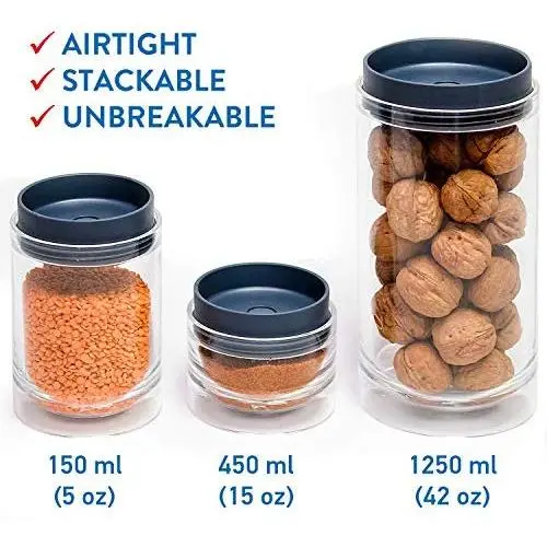 Ensemble de 3 Pots de Rangement Acryliques Empilables Wonder Worker, 1250/450/150 ml Ensemble de 3 Pots de Rangement Acryliques Empilables Wonder Worker, 1250/450/150 ml