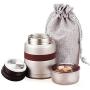 Insulated Stainless Steel Food Jar Lunch Box Thermos Food Storage Container with Lunch Bag and Portable Folding Spoon 350 ml (Grey)